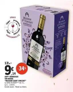 E.Leclerc MISSION SAINT VINCENT Aop bordeaux vin rouge offre
