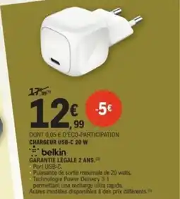 E.Leclerc BELKIN chargeur usb-c 20w offre