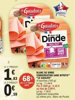 E.Leclerc BLANC DE DINDE CONSERVATION SANS NITRITE LE GAULOIS offre