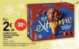 E.Leclerc 6 CÔNES GLACÉS CHOCOLAT INTENSE 'EXTREME' offre