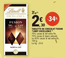 E.Leclerc Tablette de Chocolat Fusion LINDT EXCELLENCE offre