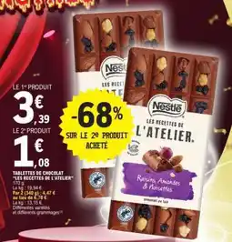 E.Leclerc Tablettes de chocolat 'Les Recettes de L'Atelier' offre