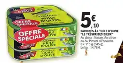 E.Leclerc SARDINES À L'HUILE D'OLIVE LE TRÉSOR DES DIEUX offre
