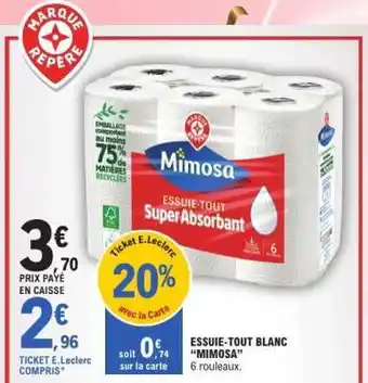 E.Leclerc ESSUIE-TOUT BLANC 'MIMOSA' offre
