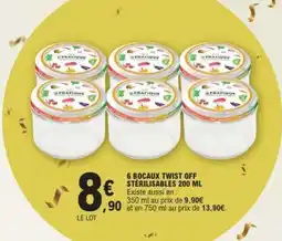 E.Leclerc 6 Bocaux Twist Off Stérilisables 200 ml offre