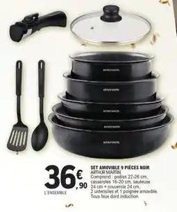 E.Leclerc SET AMOVIBLE 9 PIECES NOIR 'ARTHUR MARTIN' offre