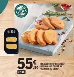 E.Leclerc Escalope de Foie Gras IGP du Sud Ouest x2 'Canard du Gers' offre