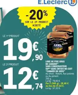 E.Leclerc Lobe de Foie Gras de Canard offre