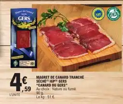 E.Leclerc MAGRET DE CANARD TRANCHÉ SÉCHÉ IGP GERS CANARD DU GERS offre