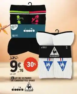 E.Leclerc LOT DE 10 PAIRES DE CHAUSSETTES SPORT offre