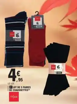 E.Leclerc Lot de 5 paires de chaussettes offre