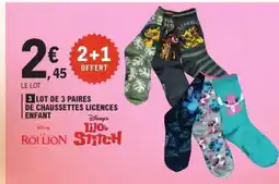 E.Leclerc Lot de 3 paires de chaussettes licences enfant offre