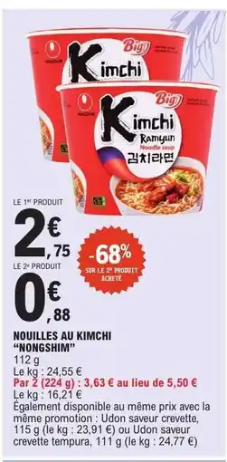 E.Leclerc Nouilles au Kimchi 'Nongshim' offre