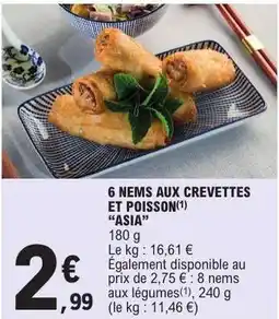 E.Leclerc 6 Nems aux Crevettes et Poisson 'Asia' offre