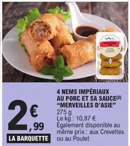 E.Leclerc 4 Nems Impériaux au Porc et sa Sauce Merveilles d'Asie offre