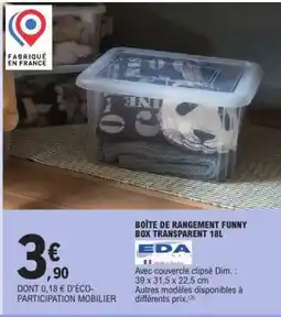E.Leclerc BOÎTE DE RANGEMENT FUNNY BOX TRANSPARENT 18L offre