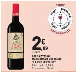 E.Leclerc AOP CÔTES DU MARMANDAIS VIN ROUGE 'LA VIEILLE ÉGLISE' offre