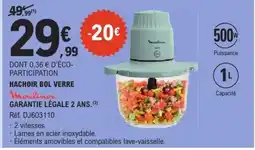 E.Leclerc Hachoir Bol Verre Moulinex offre