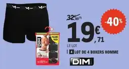 E.Leclerc 4 LOT DE 4 BOXERS HOMME offre
