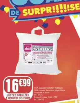 La Foir'Fouille Lot de 2 oreillers a mémoire de forme offre