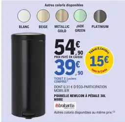 E.Leclerc Poubelle newlcon à pédale noire offre