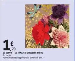 E.Leclerc 20 serviettes 33x33cm libellule bleue offre