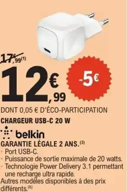 E.Leclerc BELKIN Chargeur usb-c 20 w offre