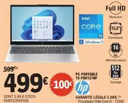 E.Leclerc HP Pc portable 15-fd0121nf offre