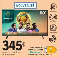 E.Leclerc HISENSE Tv led 50a6q 50" (pouces) 126 cm offre