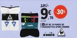 E.Leclerc Lot de 10 paires de chaussettes sport homme offre