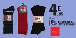 E.Leclerc TISSAIA Lot de 5 paires de chaussettes homme offre