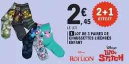 E.Leclerc Lot de 3 paires de chaussettes licences enfant offre