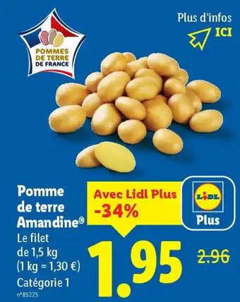 Lidl Pomme de terre Amandine offre