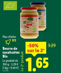 Lidl Beurre de cacahuètes Bio offre