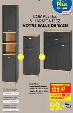 Lidl Colonne de salle de bains + Meuble de salle de bains + Meuble de salle de bains offre