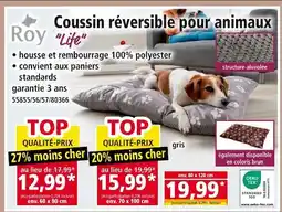 Norma Roy Coussin réversible pour animaux Life offre