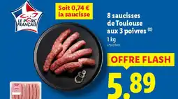 Lidl 8 saucisses de Toulouse aux 3 poivres offre
