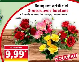 Norma Bouquet artificiel 8 roses avec boutons offre