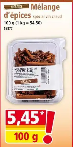 Norma MICLAUS Mélange d'épices spécial vin chaud offre