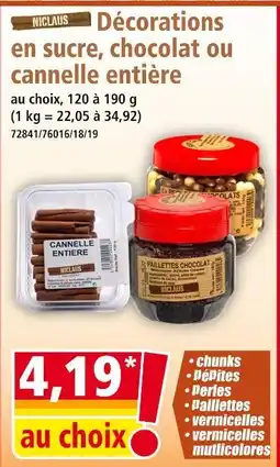 Norma NICALUS Décorations en sucre, chocolat ou cannelle entière offre