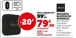 Hyper U Marshall Enceinte Bluetooth offre