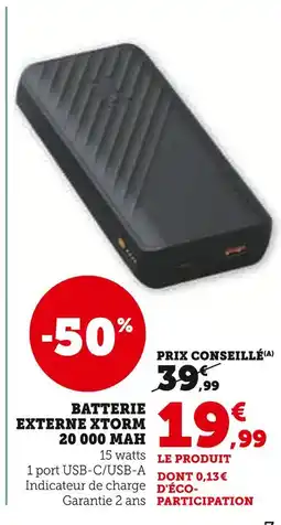 Hyper U XTORM Batterie Externe 20 000 mAh offre