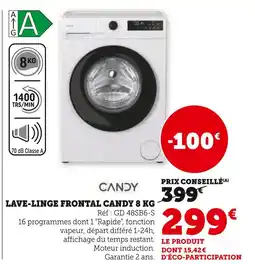 Hyper U CANDY Lave-linge frontal 8 kg offre