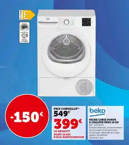 Hyper U BEKO Sèche-linge pompe à chaleur 10 kg offre