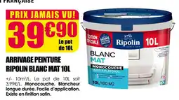Décor Discount RIPOLIN ARRIVAGE PEINTURE BLANC MAT 10L offre