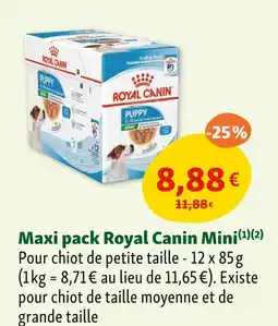 Maxi Zoo Royal Canin Maxi pack Mini offre