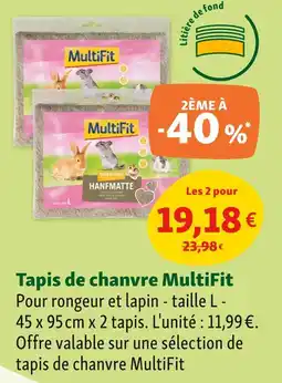 Maxi Zoo MultiFit Tapis de chanvre offre