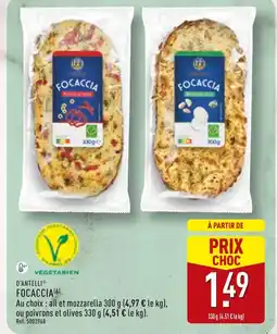 ALDI D'ANTELLI Focaccia ail et mozzarella offre