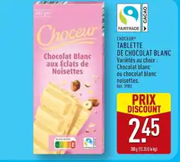 ALDI CHOCEUR Tablette de chocolat blanc aux éclats de noisettes offre