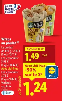 Lidl Wraps Poulet Rôti Duo de Tomate offre